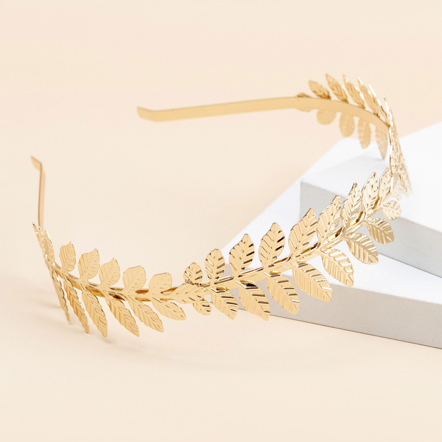 BHLDN Gold Leaf Headband Gold Leaf Branch Hair Band, Goddess Crown Headband Bridal  main image 3