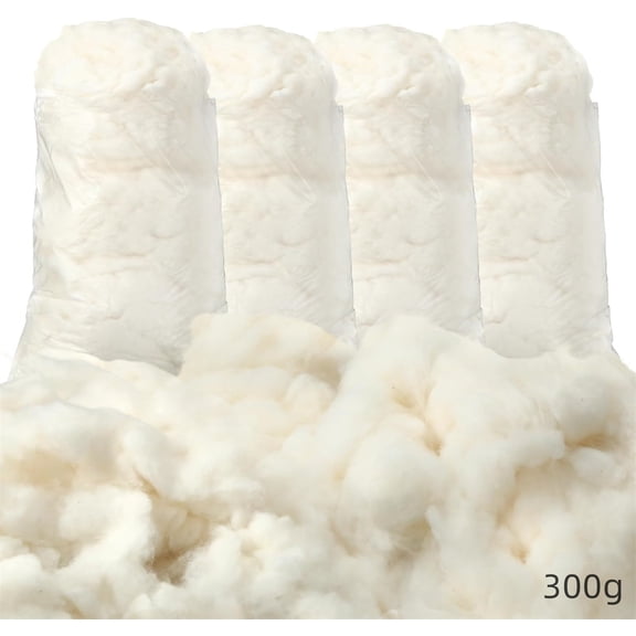 Polyester Fiber Fill 300 G/Pack,White Polyester Fiber Cotton Stuffing,Cotton Filling for Pillow,Fiber Batting for Upholstery Couch Dolls,Clean Cotton for Art Crafts Stuffed Animals Filler