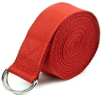 8' Cotton Yoga Pose Support Strap, Metal D Ring, Red