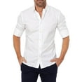 thumbnail image 1 of Sunloudy Men Slim Fit Shirts Solid Color Hidden Zipper Button-Down Long Sleeve Tops Turn-Down Collar Spring Fall Casual Clothes, 1 of 5