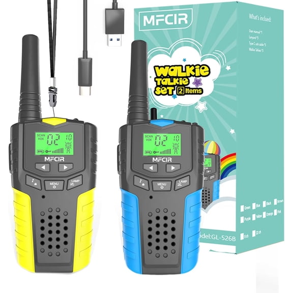 Walkie Talkies for Kids Rechargeable 2 Pack,3 Miles Long Range 22 Channels 2 Way Radio Mini Kid Wakey takey,Birthday, Toys for Age 3-12 Year Old Boys Girls