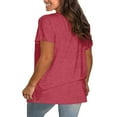 thumbnail image 4 of Delayuji Plus Size V Neck T Shirts Women Short Sleeve Tops Casual Summer Tshirts Loose Fit Tee Pink Xl Polyester,Spandex Short Sleeve Shirts for Women, 4 of 5