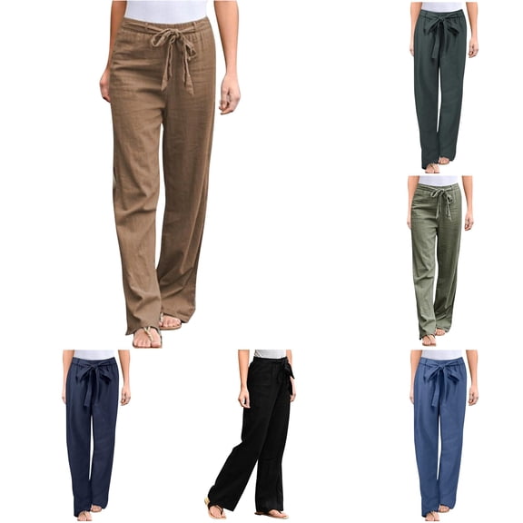 Tanghaowl Plus Size Pants for Women Casual Trousers with Side Pockets and Comfortable Fit Contemporary Plus Size Bottoms Khaki L