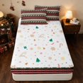 thumbnail image 4 of Manfei Fair Isle Zipper Full Size Comforter Sets with Fitted Sheet and 2 Pillowcases Christmas Zipper Bedding Set, Navy Gold, Xmas Reversible, 4 of 7