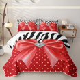 thumbnail image 2 of spefrowx Red Gem Princess Bow Bed Spread Queen for Girls, Zebra Polka Dot Print Queen Coverlet Set, 3-Piece, 2 of 7