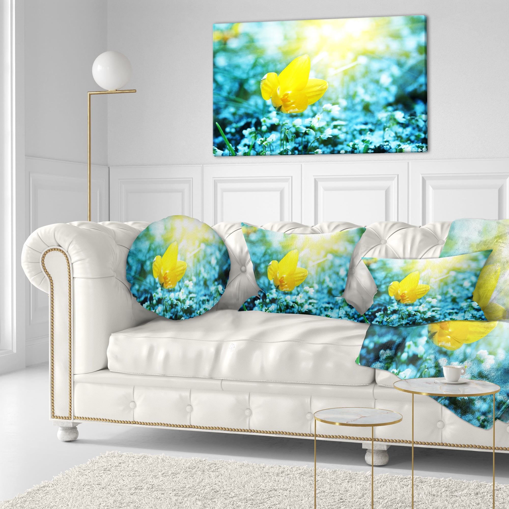 Designart 12" x 20" Yellow Polyester Throw Pillow