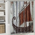 thumbnail image 6 of Orinice  Sailboat Pattern Shower Curtain Sets Viking Scandinavian Abstract Wave Bathroom Sets with Non-Slip Rugs, Toilet Lid Cover and Bath Mat with Standard Size 60x72, 6 of 7