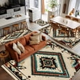 thumbnail image 5 of 3x5Ft Area Rugs Boho Red Teal Brown Non-Skid Rubber Backing Large Rectangle Rugs - Living Room Bedroom Home Office, Southwestern Vintage Geometric Indoor Floor Mat Carpets Washable Rug, 5 of 9