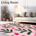 thumbnail image 2 of ODIKA 6'x9' Machine Washable Non-Slip Area Rug, Seasonal Pine Needle Sprays with Bright Berry Clusters High Traffic Rug, Pink, 736761, 2 of 7