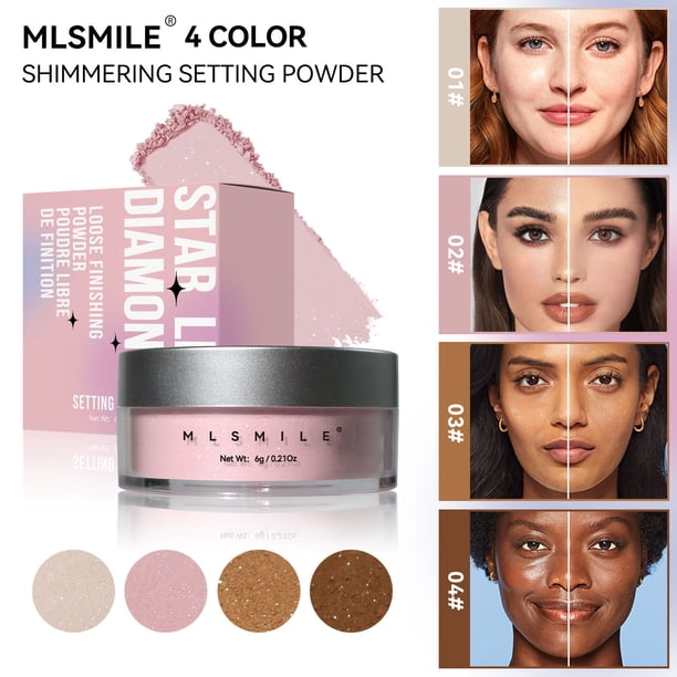 Diamond Setting Powder Loose Face Powder - Acabado mate iluminador | Maquillaje con control de aceite | Iluminador de micropartículas de diamante | Resistente al agua de larga duración | Tamaño
