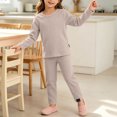 thumbnail image 4 of Fancifize Girls Boys Ribbed Lounge Sets Casual Long Sleeve Shirts Straight Leg Pants 2 Piece Loungewear Outfits, 4 of 6