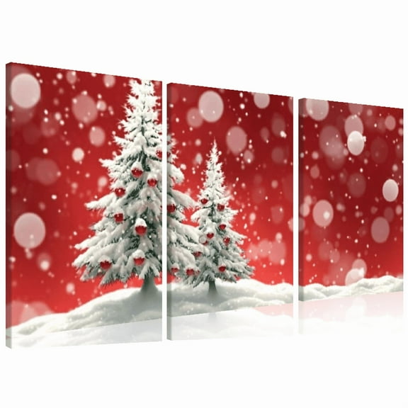 3pcs, Christmas Canvas Painting Set- Santa Claus, Snowman Tree Design, Suitable for Living Room, Office, Bedroom Decoration- Easy to Hang Wall Wrapped Canvas Paintings 12*16inch*3pcs