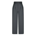 thumbnail image 3 of qILAKOG Wide Leg Pants for Women High Waisted Business Casual Pants Work Women's Fashion High Waist Wide Leg Pants Solid Color Versatile Casual Suit Pants Gray M, 3 of 5