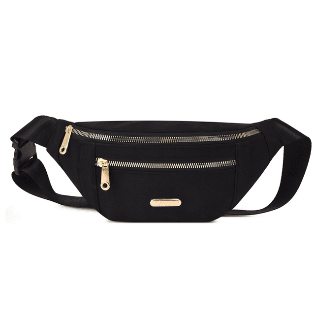 Riñonera para mujer, riñonera impermeable para correr, deportes, viajes, negro