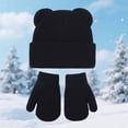 thumbnail image 2 of 0-6 Months Kids Winter Beanie Hat and Mitten Set, Cute Earflap Knit Cap for Boys Girls, 2 of 8