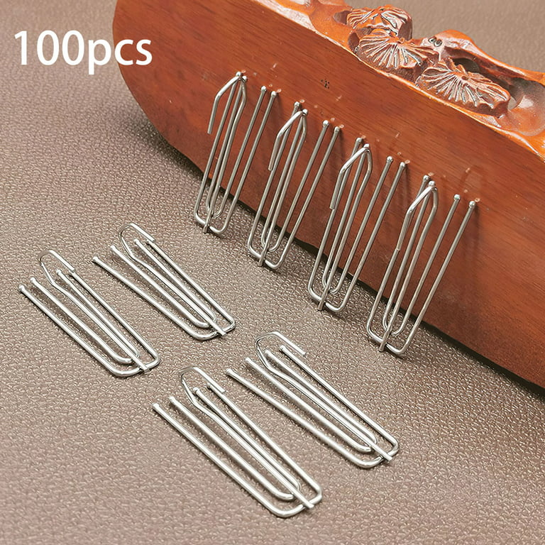 100 Pcs Stainless Steel Curtain Pleat Hook, Dveda Drapery Hooks Traverse Pleater, Curtain Pleater Tape Hooks, 4 Prongs Pinch Pleat Clips Hooks for
