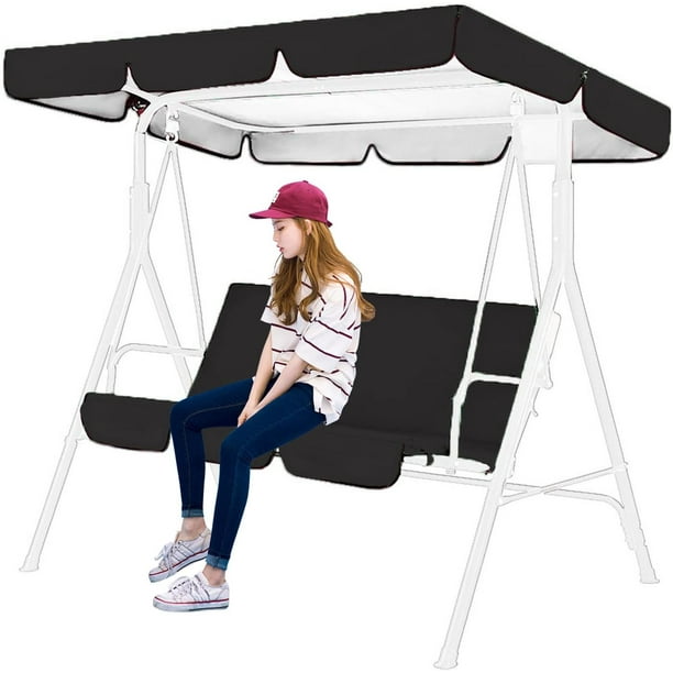 Toldo de repuesto para columpio Hollywood con asiento de repuesto, toldo de repuesto para columpio de jardín + funda para asiento, toldo de repuesto impermeable para columpio de jardín de 2 o 3 p