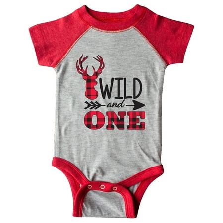 

Inktastic Plaid Deer Wild and 1 with Arrow Gift Baby Boy or Baby Girl Bodysuit