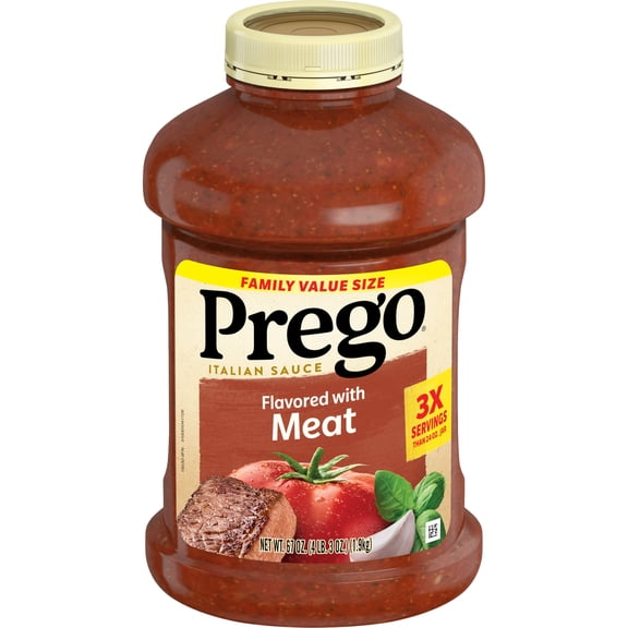 Prego Italian Tomato Pasta Sauce Flavored with Meat, 67 oz Jar