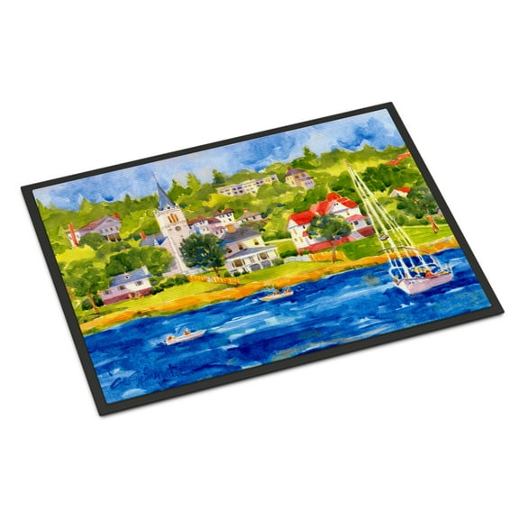 Harbour Scene with Sailboat Door Mat Doormat