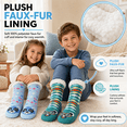 thumbnail image 6 of Muk Luks Kids Jacquard Knit Character Cabin Socks, 2 Pack, Soft Sole with Silicone Grippers, BLU/GRN, M/L, 6 of 8