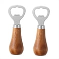thumbnail image 1 of Abridor de de Cerveza de Acero Inoxidable con Manejar de Madera, Utensilios de Cocina, Regalo de Boda de Aniversario Plateado, 1 of 5