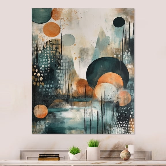 Designart "Artistic Liberation Green And Brown III" Boho Feather Metal Wall Art Prints