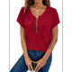 thumbnail image 3 of Blusas de Talla Grande para Mujer, Túnicas de Corta con Cremallera de 1/4, Color Vino Tinto S, 3 of 6