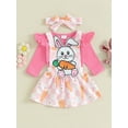 thumbnail image 2 of Jxzom Easter Newborn Baby Girl Bunny Outfit Long Sleeve Romper Rabbit Suspender Skirt Overall Dress Headband My 1st Easter Outfit, 2 of 8