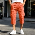 thumbnail image 7 of Capri Cargo Shorts for Men - Below Knee Long Shorts with Pockets Dstring Elastic Waist Baggy Utility Hiking Pants,4XL, 7 of 7