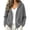 Gray, variant on Women's Corduroy Hooded Shackets Button Front Drawstring Hood Shirt Jackets Long Sleeve Solid Color Corduroy Jackets with Pockets