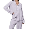 thumbnail image 4 of DHFJKG Pajamas For Women Set Long Sleeve Sleepwear Pants Set 2 Piece Loungewear Comfortable Button Down Lapel Shirt Comfy Nightwear, 4 of 5
