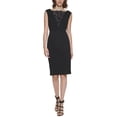 thumbnail image 1 of Calvin Klein Womens Petite Lace-Inset Sheath Dress, Black/ 0P, 1 of 4
