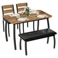 thumbnail image 1 of Yeshouse Juego de comedor industrial retro de madera de 43'' con 4 asientos, banco tapizado y 2 sillas con cojines para estudio, apartamento y cocina, 1 of 9