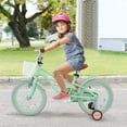 thumbnail image 3 of Costway Bicicleta infantil ajustable con rueda de entrenamiento para niñas de 4 a 7 años, color verde, 3 of 4