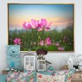 thumbnail image 2 of Designart - Blooming Lotus Flowers at Sunset - Floral Photo Framed Canvas Print, 2 of 3