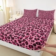 thumbnail image 3 of Feelyou Pink Leopard Print Queen Sheet Sets, Modern Fashion Polkadots Flat Sheet, Cheetah Wildlife Queen Fitted Sheet, Breathable Home Decor, 4 Pieces, 3 of 7