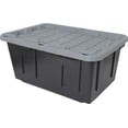 thumbnail image 2 of CX BLACK & YELLOW®, 27-Gallon Heavy Duty Tough Storage Container & Snap-Tight Lid, Black and Grey, (14.3”H x 20.6”W x 30.6”D), Weather-Resistant Design and Stackable Organization Tote [4 Pack], 2 of 10