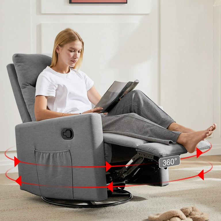 Aukfa Swivel Rocking Recliner Glider Rocker Chair Nursery Chair for Living Room Linen Gray Walmart
