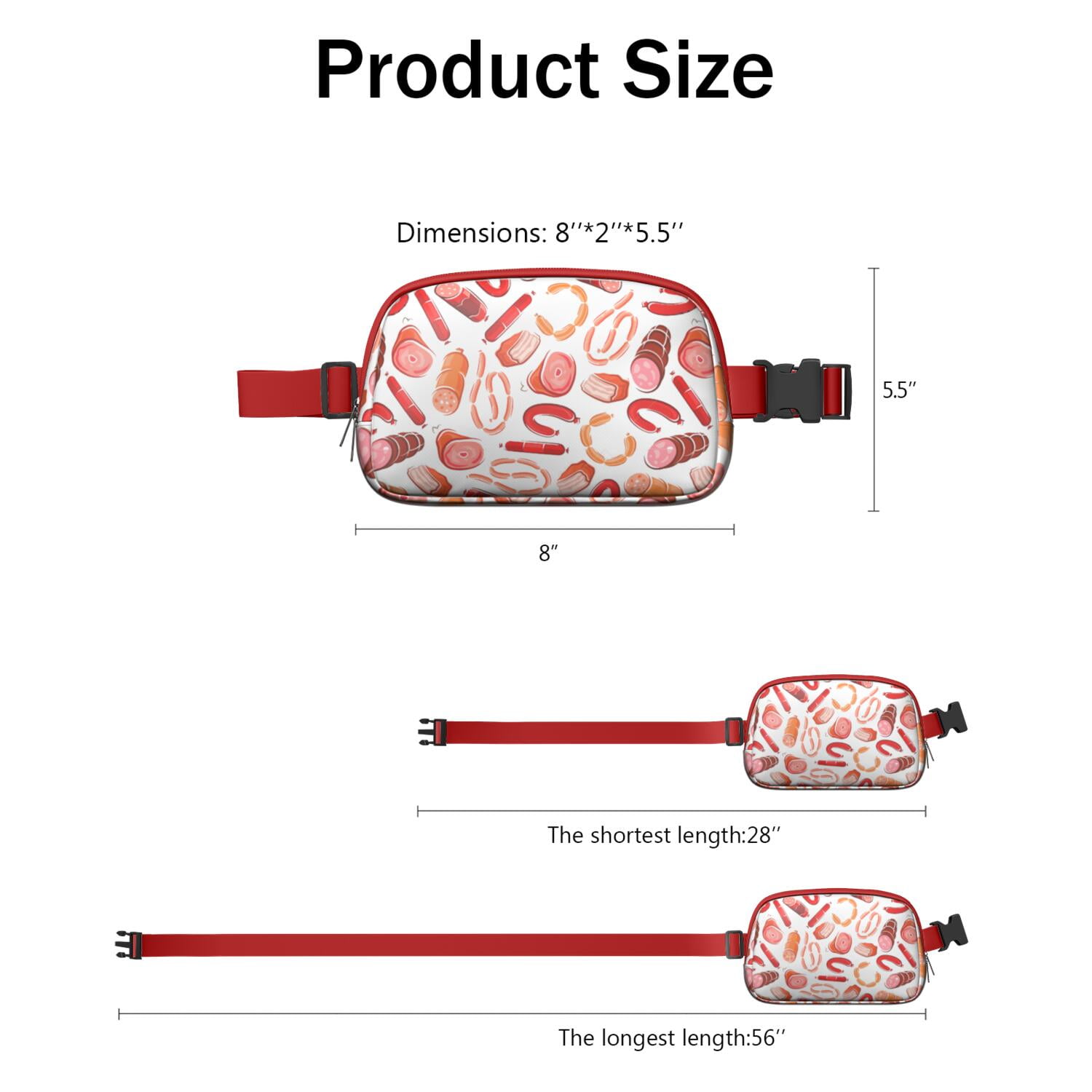 Food Lover Fanny Pack for Women – Cute Waist Bag with Colorful Food Print, Perfect for Foodies, Snack Fans & Fun Casual Outfits