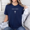 thumbnail image 3 of Je.sus Saves Cross Subtle Christian Minimal Religious Faith T-Shirt, Men's And Women's Graphic Tee 100% Cotton by TBun, Full Sizes S-5XL, 3 of 5