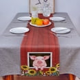 thumbnail image 4 of Table Runner Dresser Scarves 120 Inch Long, Retro Farmhouse Animal Pink Pig with Sunflower Bee Linen Dining Table Runners Red Wood Barn Tabletop Scarf for Wedding Holiday Party Kitchen, 4 of 7