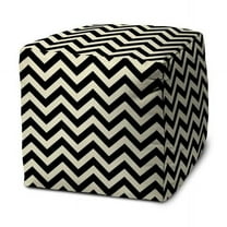 HomeRoots 17" Black And White Polyester Cube Chevron Indoor Outdoor Pouf Ottoman