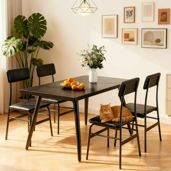 Aiho 5-Piece Kitchen Dining Table Set for 4 for Dining Room, Black