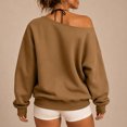 thumbnail image 2 of HappyYEE Women’s off the Shoulder Sweatshirt -Oversized Long Sleeve Versatile Sweatshirt - Fall Fleece Lined Daily Casual Layering Tops XS, 2 of 7