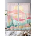 thumbnail image 3 of Abstract Pink Desert Sheer Curtains 96 Inches Long 2 Panels Cactus Mountain Light Filtering Semi Sheer Window Curtains Drapes for Bedroom Living Room 52"x96", 3 of 7