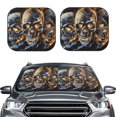 thumbnail image 2 of Fotbe Fiery Skull Trio Juego de 2 Piezas de Parasoles para Parabrisas | Bloqueador Solar para Auto | Accesorios Plegables para Protección Solar Interior-Medium, 2 of 6