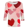 thumbnail image 5 of Styesk T-Shirts pour Femmes à Manches 3/4 Longueur, Imprimé Cœur, Hauts de Sortie, T-Shirts Confortables et Doux à Col Rond, Chandail à Enfiler, T-shirt Léger de Mode, Graphique de la Saint-Valentin, Grande Taille, Hauts Décontractés, 5 of 5