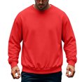 thumbnail image 2 of Hearthz Crewneck Sweatshirt Men Solid Color Oversized Mens Fleece Sweatshirt Fall Winter Drop Shoulder Long Sleeve Sweatshirt Men Red L, 2 of 4