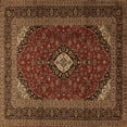 thumbnail image 1 of Ahgly Company Indoor Square Medallion Brown Traditional Area Rugs, 7' Square, 1 of 4